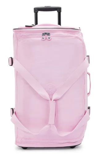 Kipling Basic Eyes Wide Open Teagan M Trolley Reisetasche - Stylischer Hybrid-Trolley mit Plüschgorilla, verstellbar und aus robustem Nylon, ideal für Reisen, Kapazität ab 60 L in trendigem Blooming Pink.
