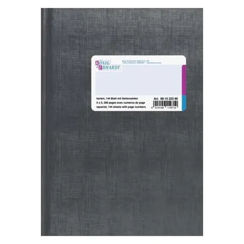 König & Ebhardt Geschäftsbuch A5 kariert - Geschäftsbuch A5 mit 144 Blatt, Fadenheftung und Seitenzahlen, ideal für strukturierte Notizen und Organisation im Büro.
