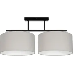 Moderne Deckenlampe E27 2-flammig in Schwarz Grau Weiß - Lampen mit eleganter Metall- und Stoffkombination, die sanftes, blendfreies Licht streut – ideal für Wohnzimmer, Schlafzimmer und Flur.