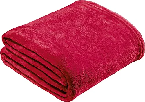 REDBEST Microfaserdecke Amarillo, Fleece-Wohndecke, Sofadecke rot Größe 150x200 cm - kuscheliger Teddyfleece, extra weich warm, pflegeleicht, waschbar