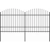 vidaXL Gartenzaun mit Speerspitzen aus Stahl - 1,5-1,75m Höhe, 3,4m Länge - Metallzaun für Sicherheit und Privatsphäre, aus robustem Hochleistungsstahl mit dekorativen Speerspitzen. Ideal für Garten- und Grundstücksabgrenzung.
