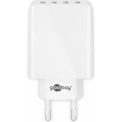 Goobay USB-Ladegerät 44962 - 30 Watt Schnellladegerät mit 4 USB-A Ports - Ladegeräte: 30 Watt Schnellladegerät mit 4 USB-A Ports, ideal für gleichzeitiges Laden mehrerer Geräte. Kompakt und leistungsstark, perfekt für unterwegs!