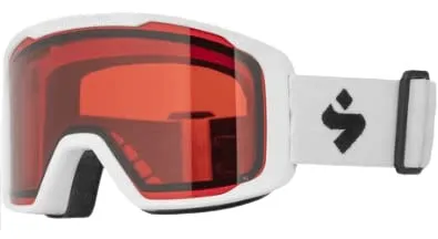 Sweet Protection Ripley JR Skibrille orange/satin white - Kinder Skibrille für 3-12 Jahre, maximales Sichtfeld und 100 % UV-Schutz, ideal für Skifahren und Snowboarden, robustes Design verhindert Kratzer.