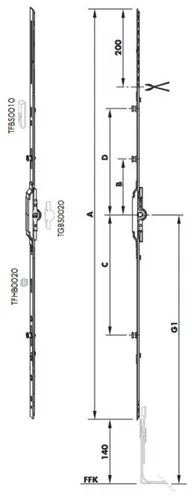 Siegenia Getriebe SI 7 AF GR.160/G700 2RS TS Silber TGKK1380-100010