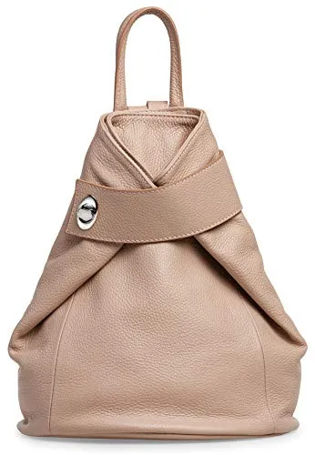 Caspar Großer Damen Leder Rucksack Eleganter City Backpack - CLASSIC LINE - Modell No.790 - Made in Italy, Farbe:rosa, Größe:Groß (BxHxT ca. 29x35x13 cm)