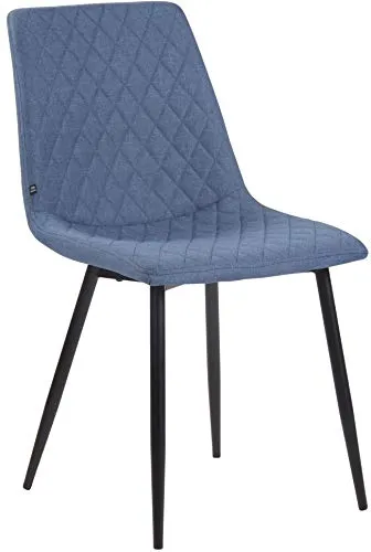 CLP Esszimmerstuhl Telde Stoff - Bequemer Polsterstuhl in Blau - Esszimmerstuhl mit ergonomischer Polsterung und robustem Metallgestell, ideal für langen Sitzkomfort. Wählen Sie aus 8 Farben!