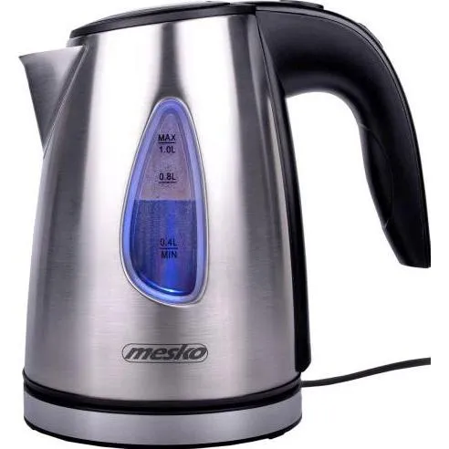 Mesko MS1351 Elektrischer Wasserkocher, 1 Liter - Wasserkocher aus hochwertigem, BPA-freiem Edelstahl mit 1630 W für schnelles Kochen. Kabellos und mit 360° drehbarer Basis, ideal für Teeliebhaber und Heißgetränke.