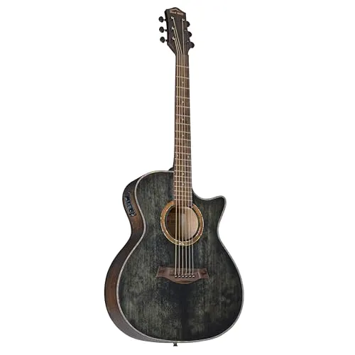 Westerngitarre Grand Western Vintage Black - Grand-Auditorium-Gitarre mit Cutaway, ideal für alle Spiellevel; integrierter Tonabnehmer für individuelle Klanggestaltung und präzises Tuning.