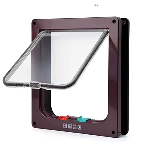 Moaobooh Katzenklappe，4 Wege Verriegelung Katzentür Haustierklappe Haustiertür (S, Braun)