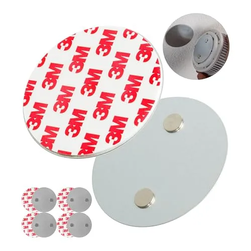 Rauchmelder Magnethalter, 5 Stück, Ø 50 mm Durchmesser, zum Kleben an die Decke, Magnethalterung mit Befestigung ohne Bohren, Halter für Feuermelder und Rauchwarnmelder, Rauchmelder Klebepad Halterung
