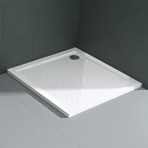 Mai & Mai Duschwanne 90x90cm - Antirutsch für sichere Duscherlebnisse - Duschwanne in quadratischer Form, Höhe 4cm, aus Acryl mit Antirutsch-Oberfläche. Inkl. Ablaufgarnitur, ideal für Bodenebene Montage. Sichern Sie sich ein modernes Badezimmer!