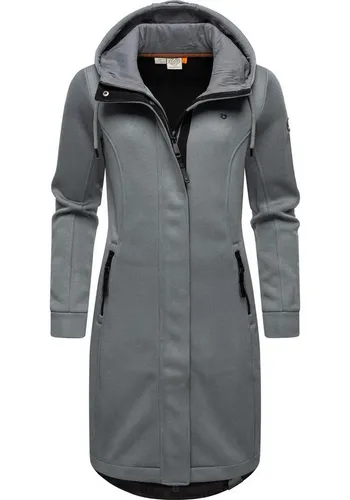 Ragwear Damen Leichter Rippstrick-Übergangsmantel Letti Long Bonded Grey 3XL - Funktionsjacken - Windabweisender Übergangsmantel mit Kapuze, ideal für den Alltag und Outdooraktivitäten, leicht und bequem für jede Jahreszeit.