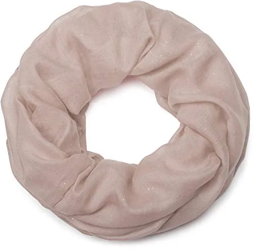 styleBREAKER Damen Loop Schal mit Glitzer-Effekt | Einfarbiger Schlauchschal aus weicher Viskose | Leicht & Elegant | 87 x 93 cm, Farbe:Altrose dunkel