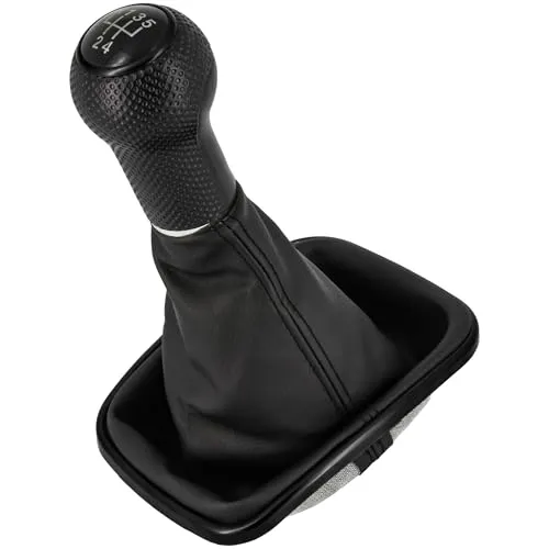 Recambo Schaltknauf + Schaltsack Set 5 Gang passend für VW Golf 4, 1997-2006, Plug & Play, Auto Schalthebel Schaltmanschette, mit Rahmen, schwarz