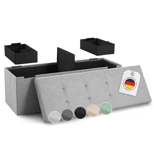 Blumtal Sitzbank mit Stauraum und 2 Boxen - 110x38x38 cm - Sitzbänke & -truhen mit stilvollem Stauraum für Kissen und Spiele, inkl. 2 extra Boxen zur idealen Unterteilung. Robuste Sitzfläche bis 300 kg, perfekt für jeden Raum!