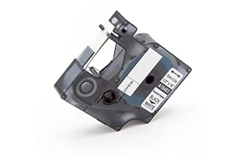 vhbw Schriftband-Kassette kompatibel mit Dymo Rhino 6000, 5000, 5200, 4200, 3000, 1000 Etiketten-Drucker 5,5m x 12mm Schwarz auf Weiß, Polyester