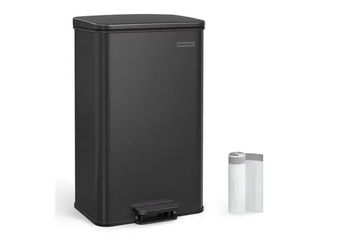 SONGMICS Mülleimer 40,0 l schwarz - Hygienisch & Praktisch - Haushaltszubehör: Der SONGMICS Mülleimer mit 40 l Volumen bietet eine hygienische Entsorgung dank Tretmechanismus und gedämpftem Klappdeckel - ideal für ein sauberes Zuhause.