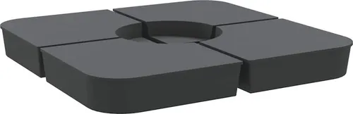 vidaXL 4-TLG. Kreuzfuß-Schirmständer-Set 100 kg PP in grau von vidaXL