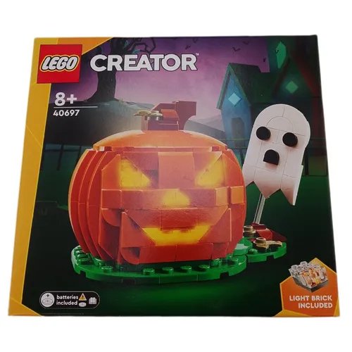 LEGO® Creator Halloween-Kürbis 40697 - Lego, kreatives 130-teiliges Set für Halloween-Dekoration, mit leuchtendem Kürbis und zwei Gesichtern – ideal für Baumeister ab 8 Jahren.