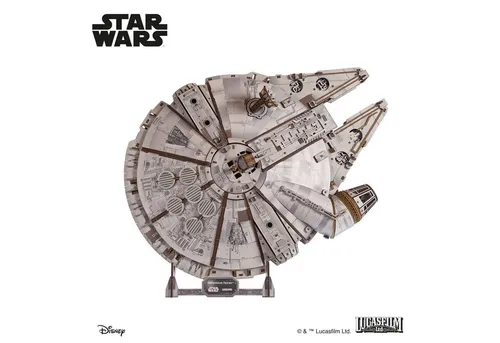 Millennium Falke™ 3D Holzmodell - Star Wars DIY Bausatz - Konstruktionsspielzeug, 1235 Teile für kreativen Zusammenbau, perfektes Sammlerstück und Geschenk für Star Wars Fans, Höhe 24,5cm, aus hochwertigem Holz gefertigt.