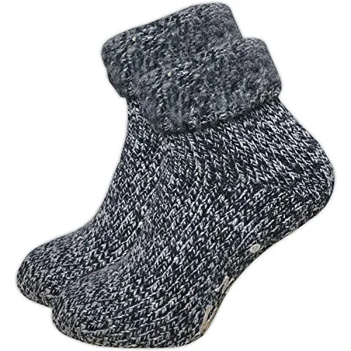 GAWILO Stoppersocken für Damen (1 Paar) | Rutschfeste Hausschuhsocken | Weiche, kuschlige & warme Socken mit Noppen (DE/NL/SE/PL, Numerisch, 39, 42, Regular, Regular, blau melange)