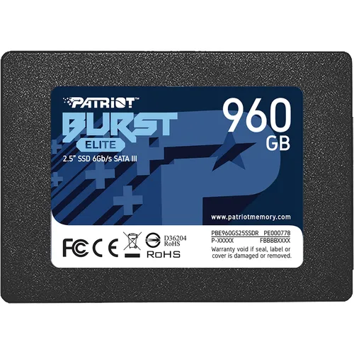 Burst Elite 960 GB SSD, SATA 6 Gb/s - Festplatte mit 960 GB Speicherplatz, hohe Datentransferrate von 450 MB/s beim Lesen und ideal für schnelle Systemstarts und Anwendungen.