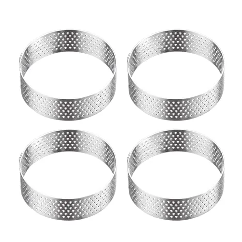 Westmark Tartelette-Rahmen 4 Stk. – Perfekte Tarte- und Quicheformen – Gleichmäßiges Backergebnis dank Perforation – Silber, 4 x Ø 6 cm