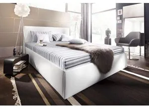 Polsterbett, weiß, B:108cm L:212cm, Bezug Bett: Kunstleder;Bonnell-Federkernmatratze: 51% Polypropylen, 39% Polyester und 10% Baumwolle;Kaltschaummatratze: 100% Polyester, Bezug abnehm- und waschbar bis 60C, WESTFALIA SCHLAFKOMFORT, Betten, Polsterbett, mit Bettkasten