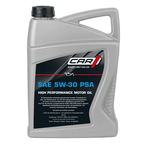 CAR1 Motoröl 5W-30 PSA Leichtlauf High Performance - Vollsynthetisches Motoröl für Benzin- und Dieselmotoren, optimiert für höchste Leistung und Schutz bei allen Fahrbedingungen, 5L.