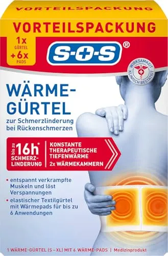 SOS Wärme-Gürtel mit 6 Wärme-Pads