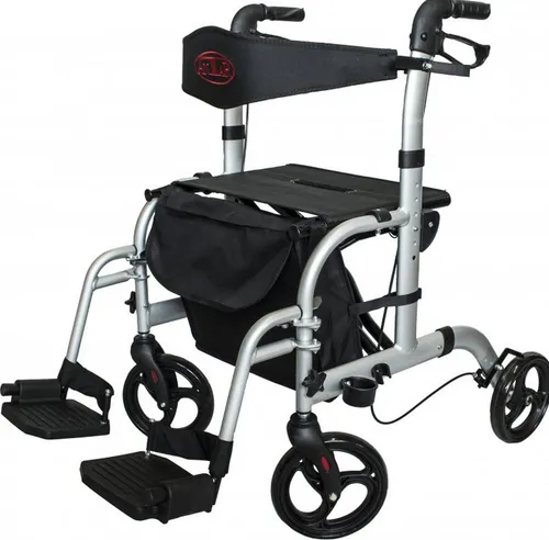 Antar Rollator Transportrollator Aluminium Rollator mit Fußstützen