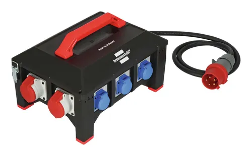 Brennenstuhl Professional Gummi-Stromverteiler BSV 5 - 400V + 230V - Robuster Stromverteiler für den Außeneinsatz, spritzwassergeschützt und temperaturbeständig von -30°C bis +80°C, ideal für Bau, Garten und Veranstaltungen.