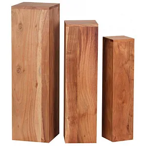 Wohnling Blumenständer WL1.567 - 3-teiliges Set aus Akazien-Massivholz - Stilvolle Blumensäulen für Pflanzen und Deko. Handgefertigt aus einzigartigem Akazien-Massivholz, ideal für den Innenbereich.