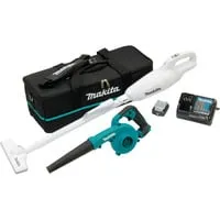 Makita CLX245SAX1 Werkzeugset - Laubgeräte Set mit Akku-Staubsauger und Akku-Gebläse, inklusive 2,0-Ah-Akku und Schnellladegerät, ideal für effizientes Arbeiten im Garten.