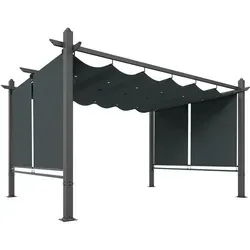 Outsunny Pergola 3 x 4 m mit Schiebedach und Rollos - Moderne Terrassenüberdachung mit automatisch einziehbaren Rollos für optimalen Sonnenschutz. Robuster Aluminiumrahmen sorgt für Stabilität und Langlebigkeit im Außenbereich. Perfekt für Garten und Terrasse.