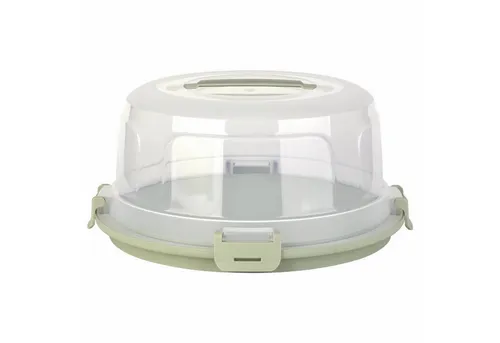 Engelland Kuchentransportbox mit Griff, Deckel und 4-fach Klick-Verschluss, rund, Kunststoff, (36,50 cm x H 17,50 cm, BPA-frei), spülmaschinengeeignet, lebensmittelecht, Stückeinteilungshilfe