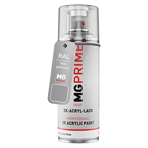 MG PRIME RAL 7004 Signalgrau/Signal grey glänzend 2K Acryl Spraydose Sprühdose 400 ml schnelltrocknend
