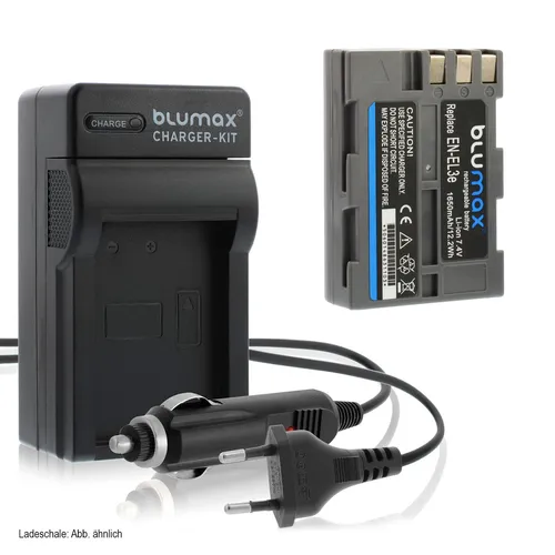 1x Akku + Lader für Nikon EN-EL3e DSLR D700 D900 D200 D300 1650 mAh (7,4V)