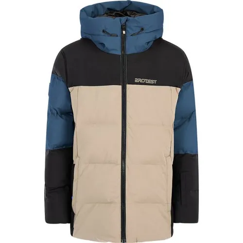 Protest Kid's Prtjustin Snowjacket - Skijacke Gr 140 beige - Funktionsjacke für Kinder, ideal für Ski und Snowboard, mit winddichter Kapuze und Schneefang für optimalen Schutz bei Schneeabenteuern.