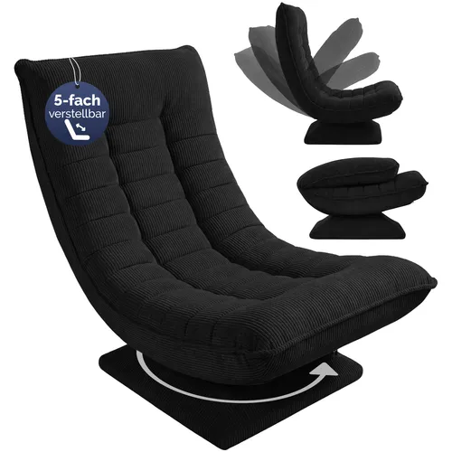 DeubaXXL DE Relaxsessel Aberdeen Schwarz Cord – 360° drehbar & 5-fach verstellbar