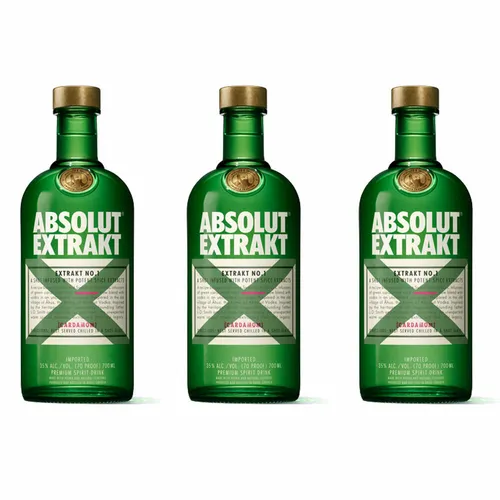 Absolut Vodka Extrakt 3er Set schwedischer Premium Wodka Alkohol 35% 3x700ml