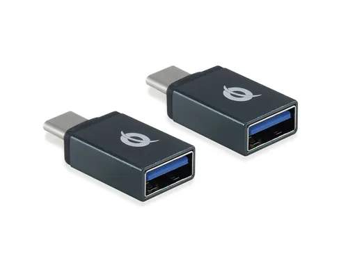 Conceptronic DONN03G USB 3.1 Gen 1 Typ-C auf Typ-A Adapter Schwarz, 2 Stück, 5 Gbit/s