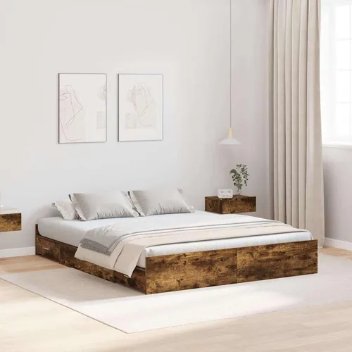 Maison Exclusive Aufbewahrungsbettgestell Geräucherte Eiche 140 x 200 cm