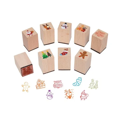 Stempelset WEIHNACHTSMOTIVE 8 Stück Holzstempel 8er Set Weihachten Advent NEU