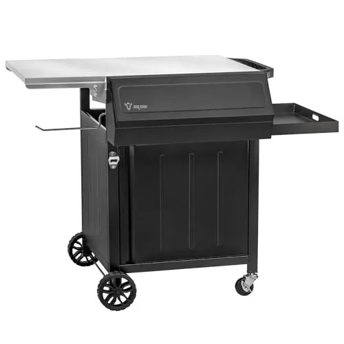 BBQ-Toro Grillwagen - Multifunktionaler Grilltisch mit großer Arbeitsfläche - Grillwagen für Outdoor-Küchen mit großzügiger Ablagefläche und integriertem Flaschenöffner. Robuste Edelstahloberfläche und praktisches Design für ein entspanntes Grillvergnügen.