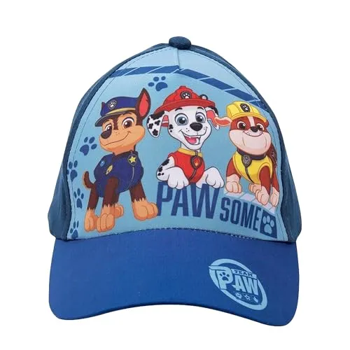 United Labels Paw Patrol Cap für Kinder, Pawsome Chase Marshall Rubble, Blau, Basecap verstellbar, Kappe für Jungen und Mädchen