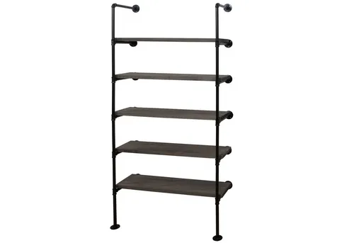 PROREGAL® Wandregal Standregal HxBxT 165x80x28cm Holz Metall Grau-braun Bücherregal