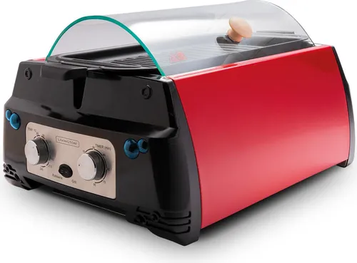 Livington Rotisserie Chef rot - Indoor-Drehgrill und Tischgrill-Kombination, rauchfreies Design für saftigen Grillgenuss und vielseitige Zubereitung