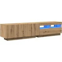 vidaXL TV-Schrank mit LED-Leuchten in Artisan-Eiche - TV-Halterungen mit RGB-LED-Beleuchtung für ein stimmungsvolles Ambiente und viel Stauraum für Multimedia-Geräte.