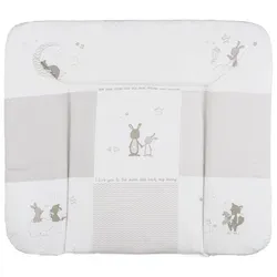 Wickelauflage Fox & Bunny Taupe/Weiß 85x75cm - Wickelauflagen für Babys, komfortabel mit abwischbarem Bezug für einfache Reinigung und hygienische Pflege.